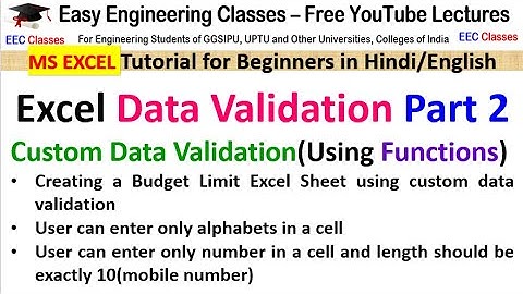 Excel Data Validation Part 2 | Custom Data Validation | Creating Budget Limit Sheet | Excel Tips