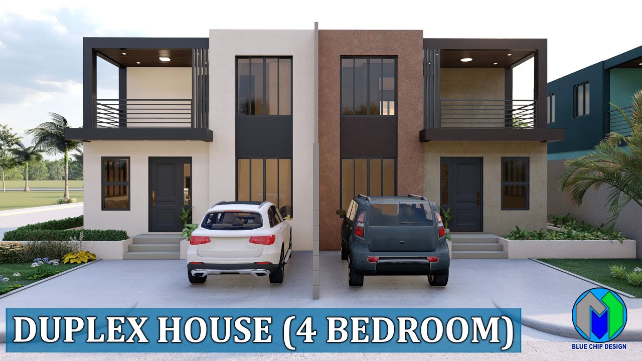 Duplex House Design | Two Storey House Design | 4 Bedroom - YouTube