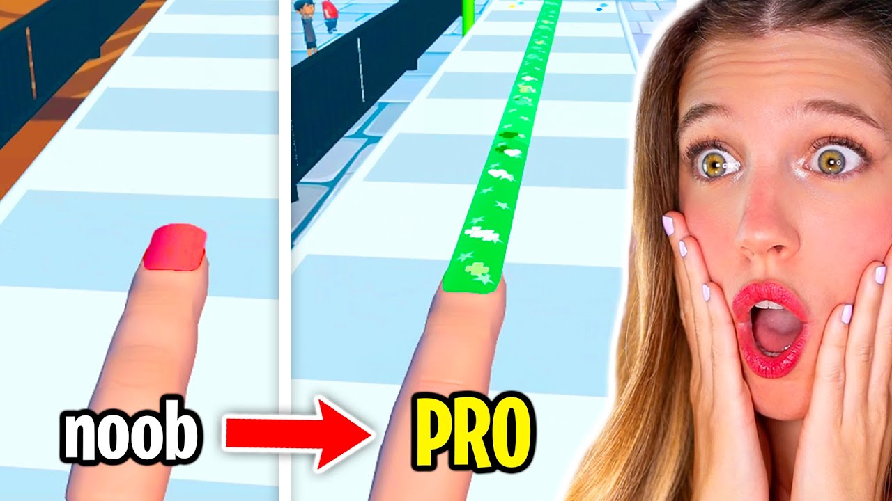 LAS UÑAS MÁS LARGAS DEL MUNDO en SIMULADOR DIFÍCIL!! 💅🏻 NOOB vs PRO vs HACKER en Nail Long Stack 😱