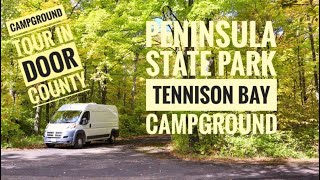 Tennison Bay Campground Tour in Peninsula Point State Park Wooded sites near the water
