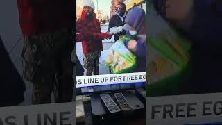 New Yorkers line up for free eggs
