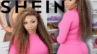 SHEIN THIS IS CRAZY! CHEAP LACE FRONT WIG FROM SHEIN | WIG INSTALL | CURLY BLONDE HIGHLIGHTS