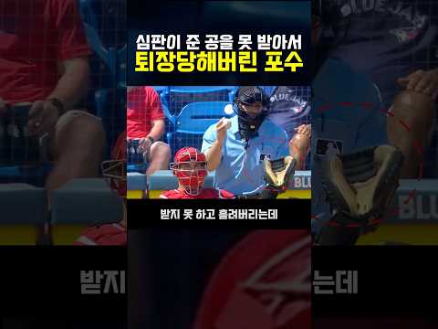 심판이 준 공을 못 받아서 퇴장당한 <strong>포수</strong>