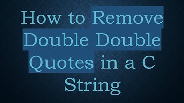 How to Remove Double Double Quotes in a C String