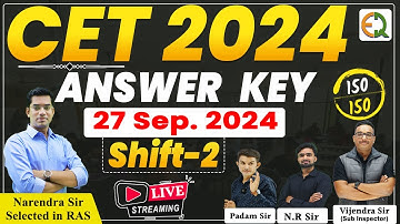 CET 2024 Paper Solution l CET Answer Key l 27 September 2024 Second Shift l Quality Education