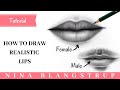 How to Draw Realistic Lips - Male and Female Mouth