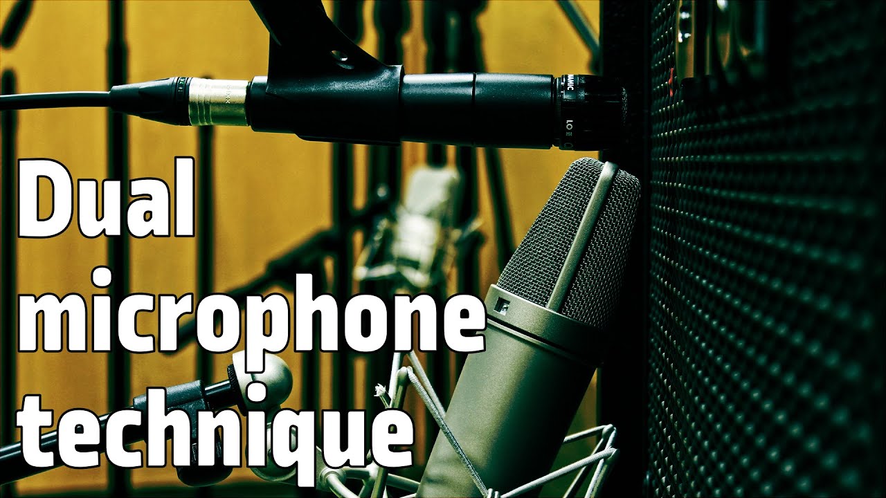 Recording electric guitar with two microphones dual microphone