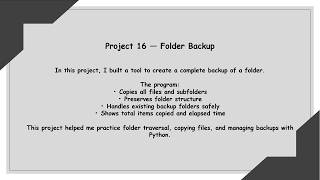 Folder Backup Tool | Python File Automation (Project 16) Net Worth