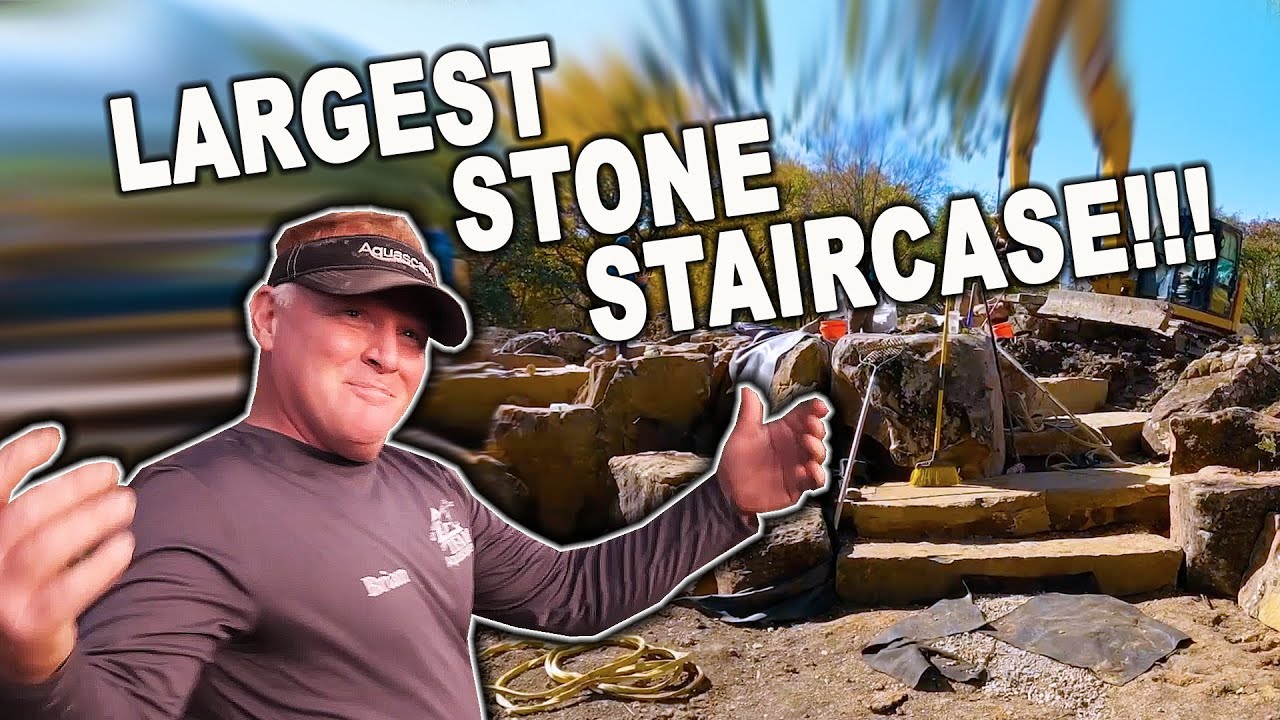 LARGEST Stone Staircase Brian Has EVER Built!  - Texas Recreation Pond Part 4