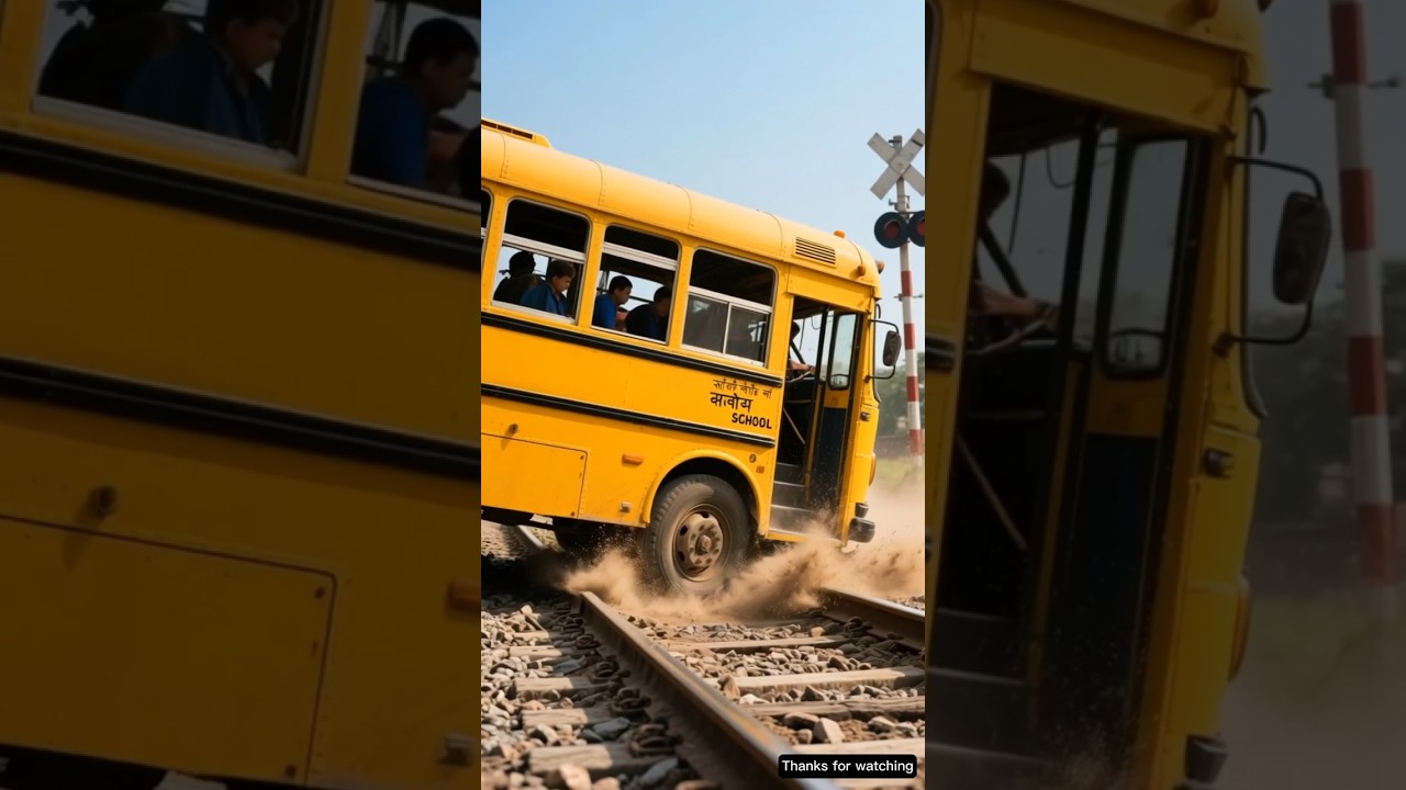 Indian army pulls school bus out of train tracks 