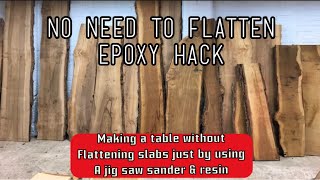 Wonky slab river table basic power tools for beginners no planner no flattening jig.4 min music vid.