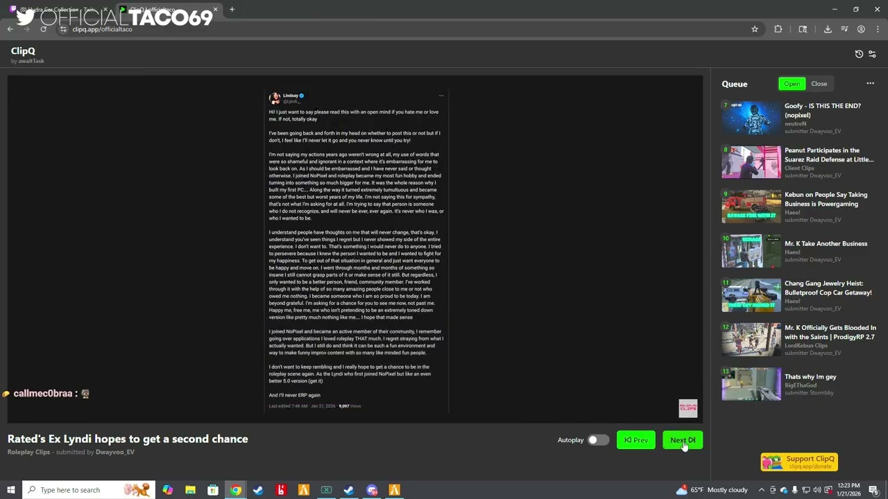 Taco on Lyndi's tweet