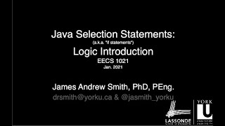 Famous Class: Selection Statements in Java -- Intro to Logic Profile