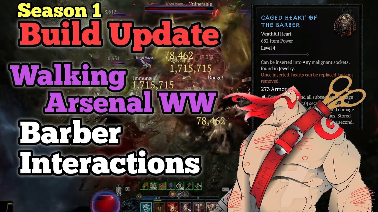 Whirlwind Barbarian Build Update and Barber Interactions - Diablo 4 Season 1