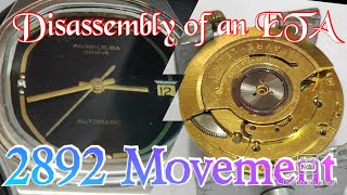 Disassembly of an ETA Cal.2892.  How to disassemble Favre leuba?