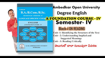 Block-1 sem4 Ambedkar open degree English Semester- IV #afoundationcourse-4 #open-degree-eng-sem-4