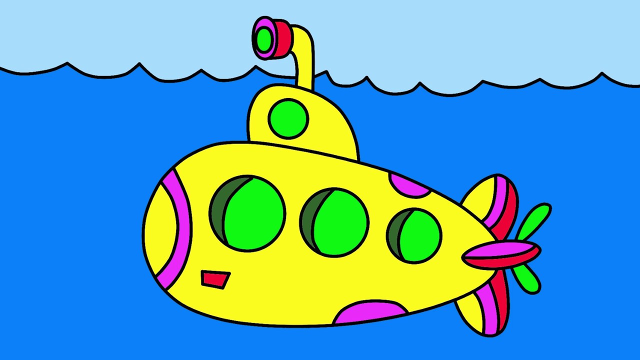 submarine drawing for kids