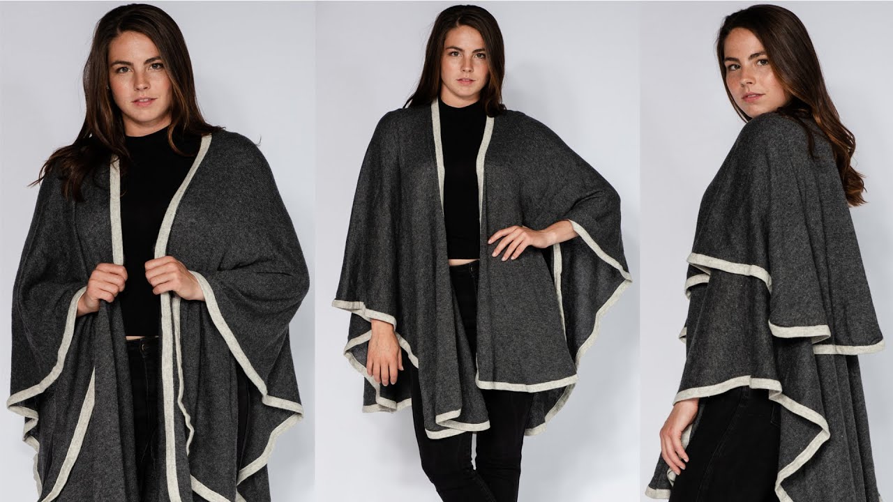 Charcoal Cashmere Cape Poncho | Meditation Shawl | Travel Wraps | Alchemy Story 