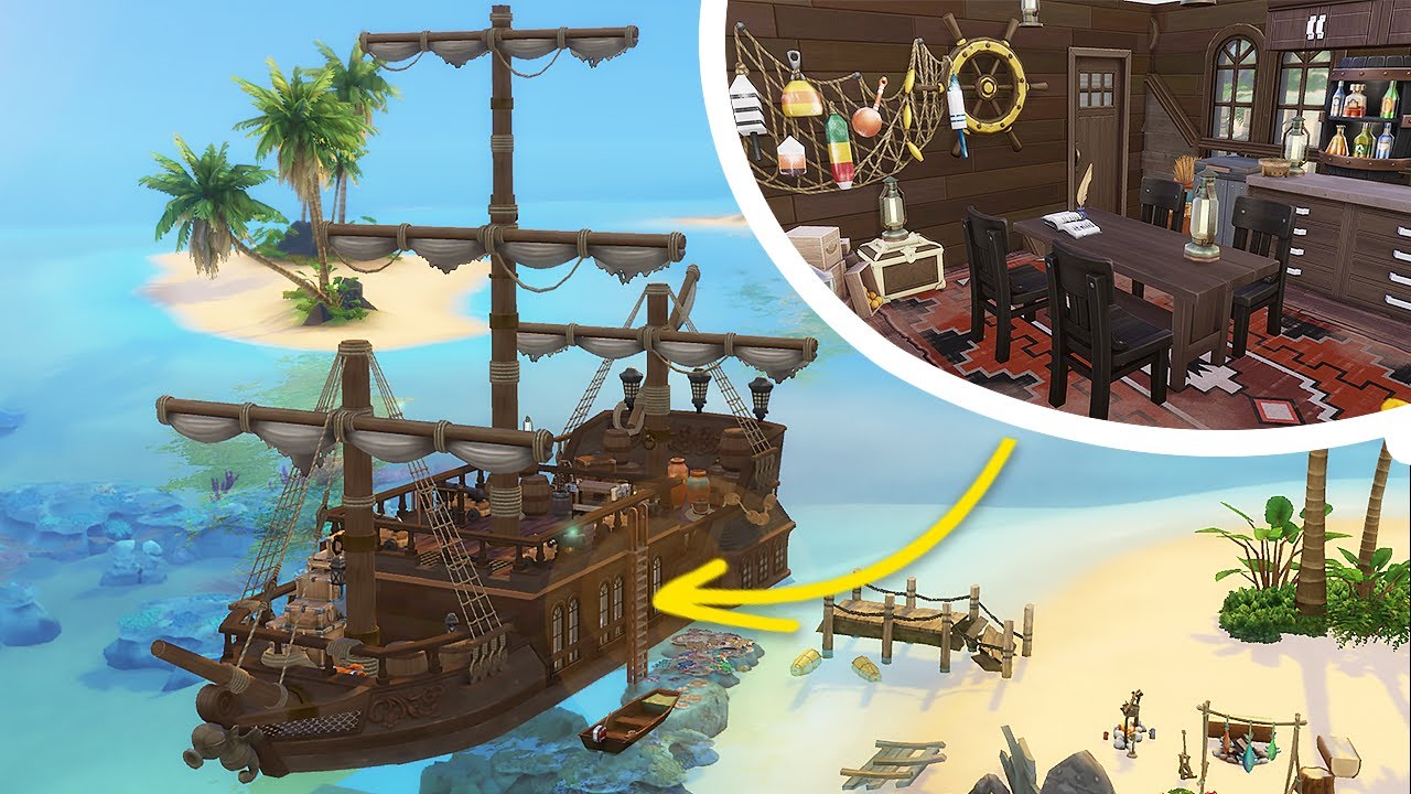 Pirate Ship (Off The Grid) | The Sims 4 Speed Build | No Cc - Youtube