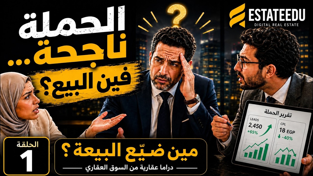 صورة الحلقة الأولى من سلسلة مين ضيع البيعة عن التسويق العقاري والحملة الناجحة بدون بيع