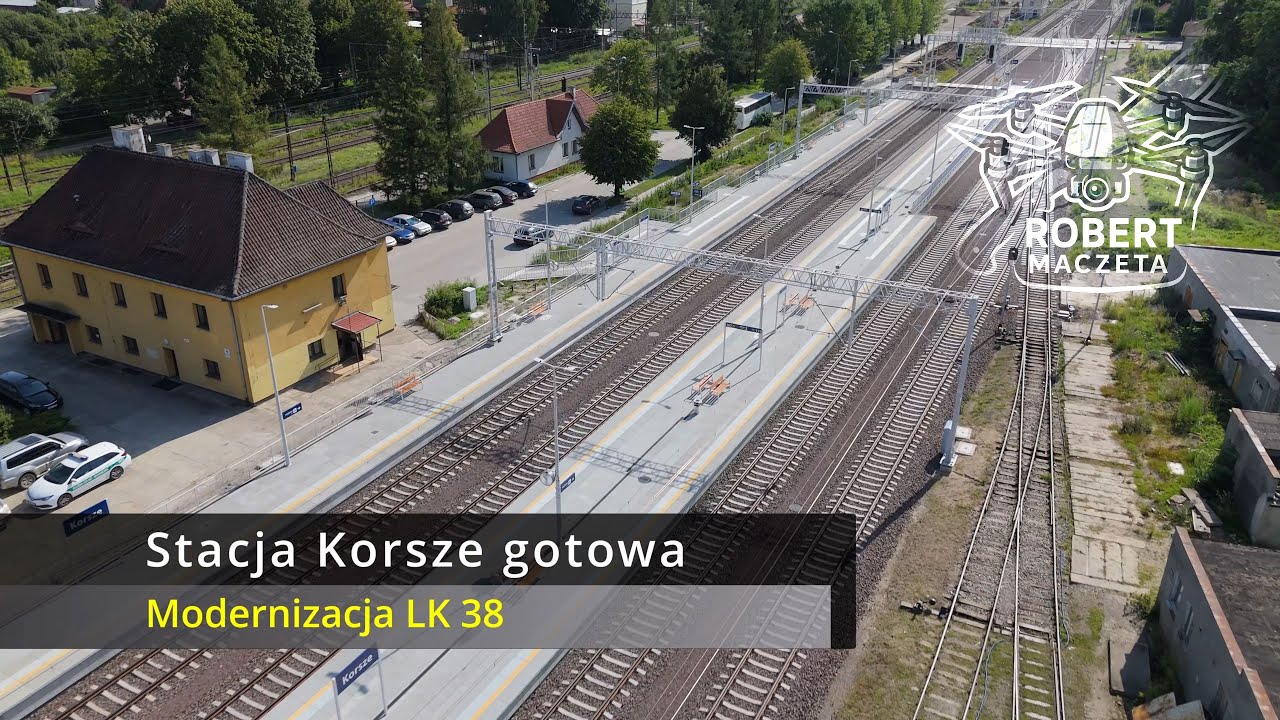 LK 38 | Korsze - zakończono modernizację stacji kolejowej PKP | Widok z drona 4K