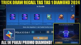 TRIK DRAW RECALL TAS TAS 1 DIAMOND PAKAI POLA DRAW TERBARU! MODAL PROMO DIAMOND BISA DAPET PERMANEN