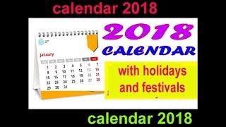 2018 calendar with Indian holidays