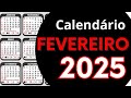 Calendário FEVEREIRO 2025 📆 Datas Importantes | Fases da Lua | Feriados.
