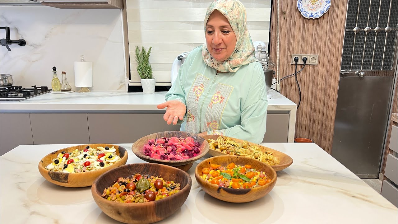 5 سلطات مختلفة في المداق و في المكونات ترافقو بيها المشاوي و اللحوم سهلة في التحضير و لذيذة المداق