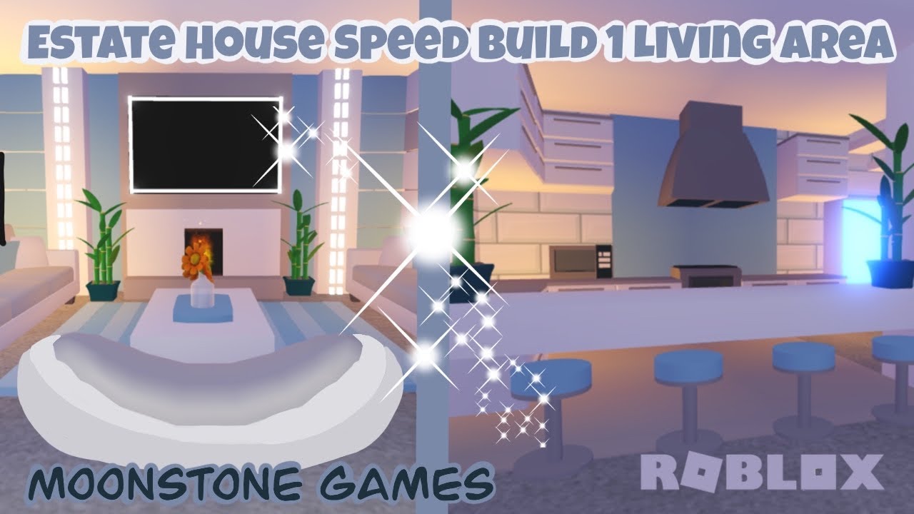 Adopt Me Estate House Speed Build Living Area Modern Blue Estate House Roblox Aesthetic Home Youtube - blue aesthetic roblox games