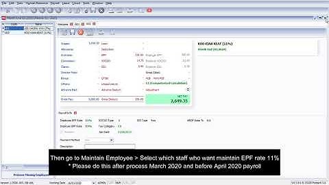 SQL Payroll_How to maintain staff with employee rate 11% in SQL Payroll System