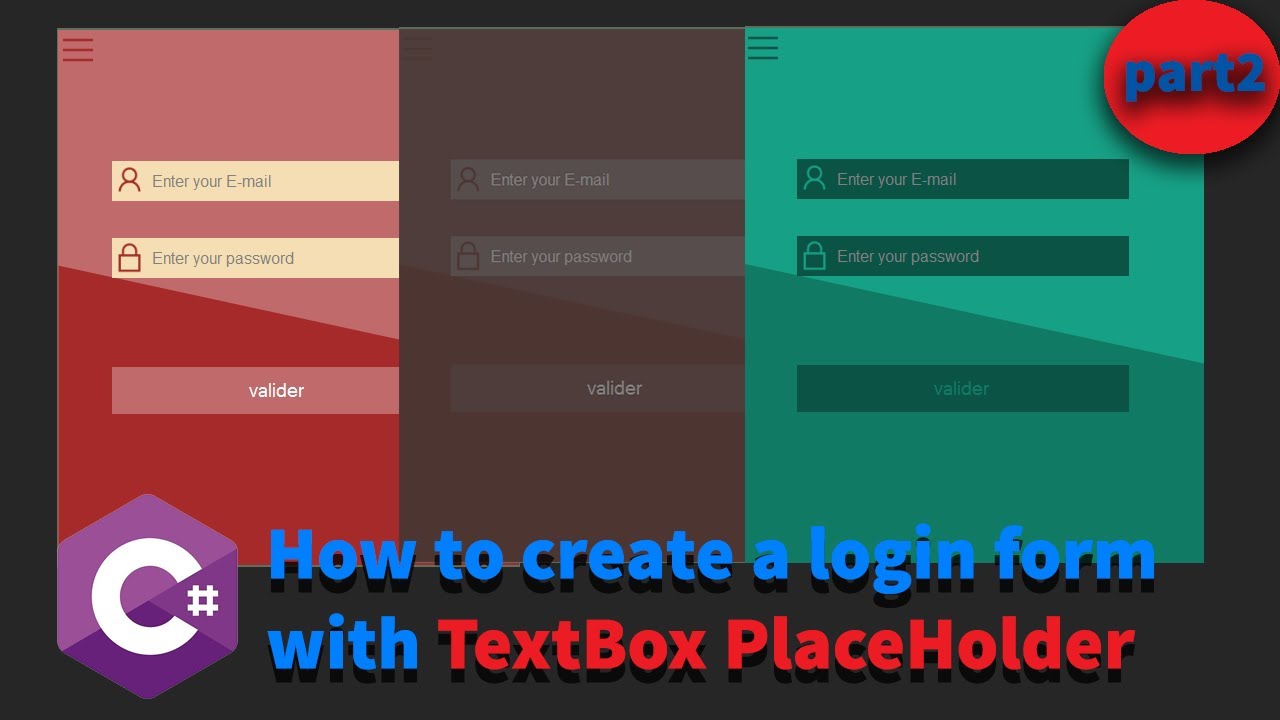 C# Design UI:How to create a login form with Textbox PlaceHolder(PART2 ...