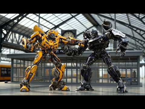 Transformers Stop Motin Style Movie  Bumblebee <strong>VS</strong> Barricade Vehicles <strong>Car</strong> Robot Toys