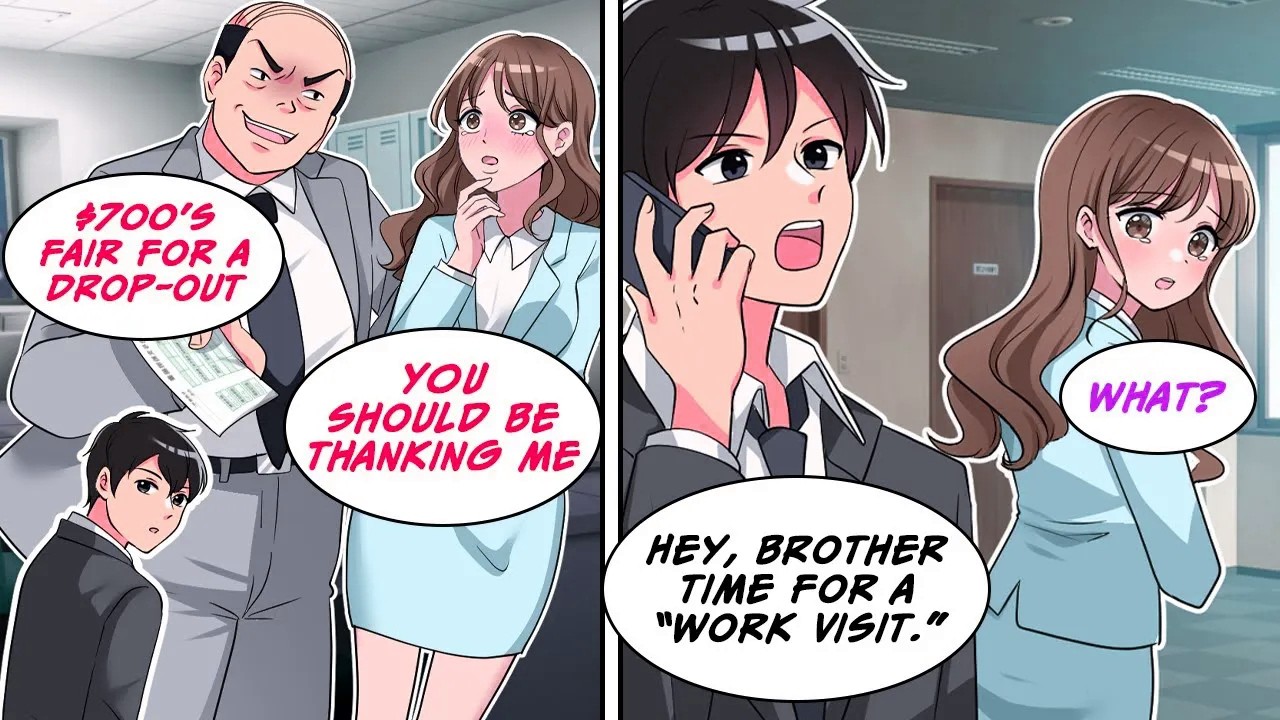 [Manga Dub] I saw her payslip showing 100 hours for pennies, so I called My brother...!? [RomCom]