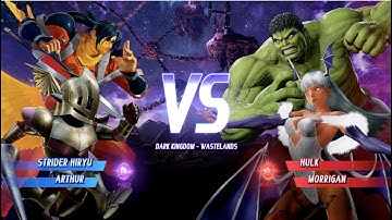 Strider Hiryu and Arthur vs Hulk and Morrigan - MARVEL VS. CAPCOM: INFINITE