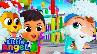 Baby John and Bingo the Dog Play at the Car Wash  | Nursery Rhymes for kids - Little Angel