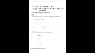 Test Bank For NR283 week 4 – Chapter 10: Blood and Circulatory System Disorders