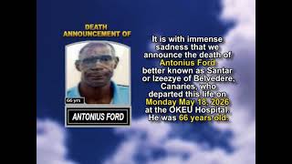 Antonius Ford  ~ Short Obituary