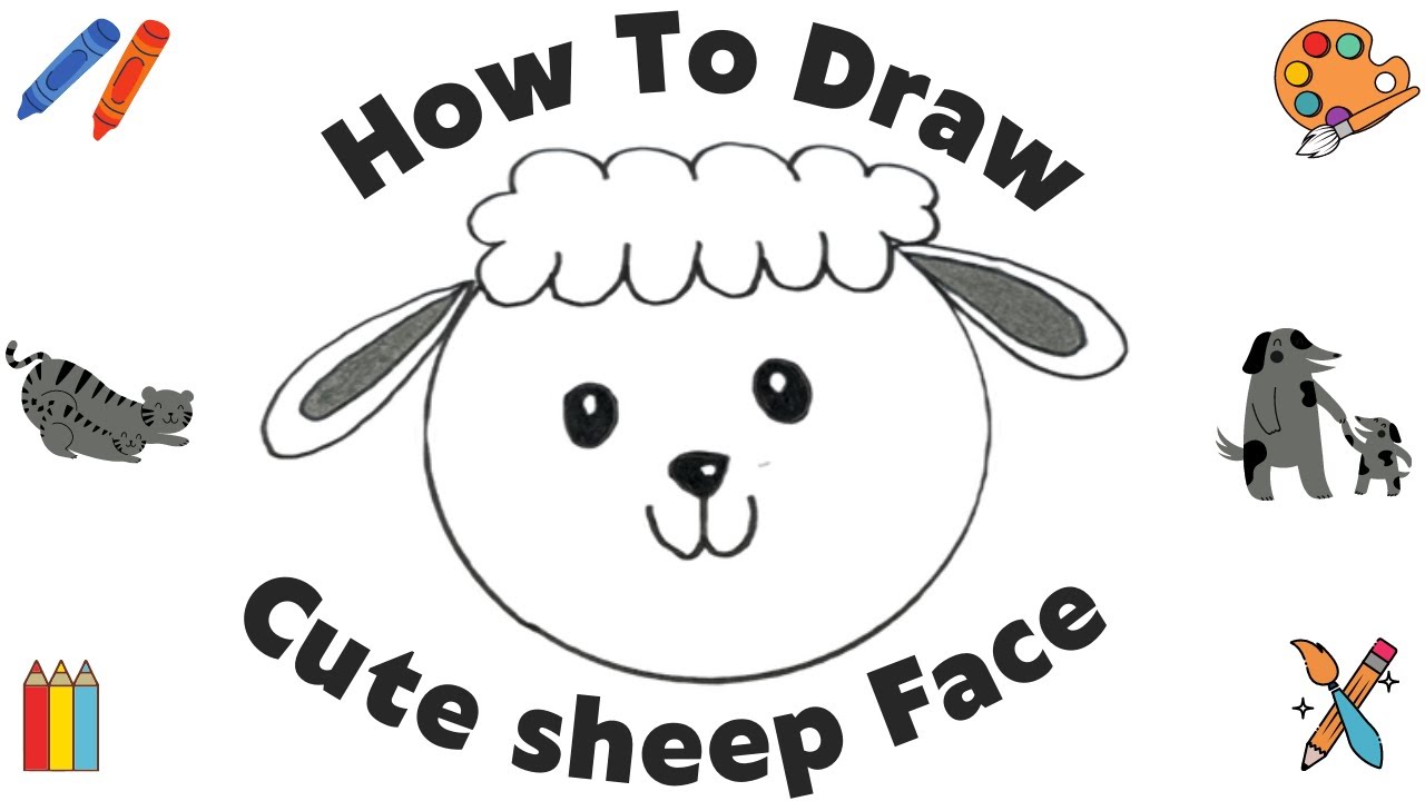 How to draw a Cute Sheep Face - Easy Cute Sheep Face drawing for beginners
