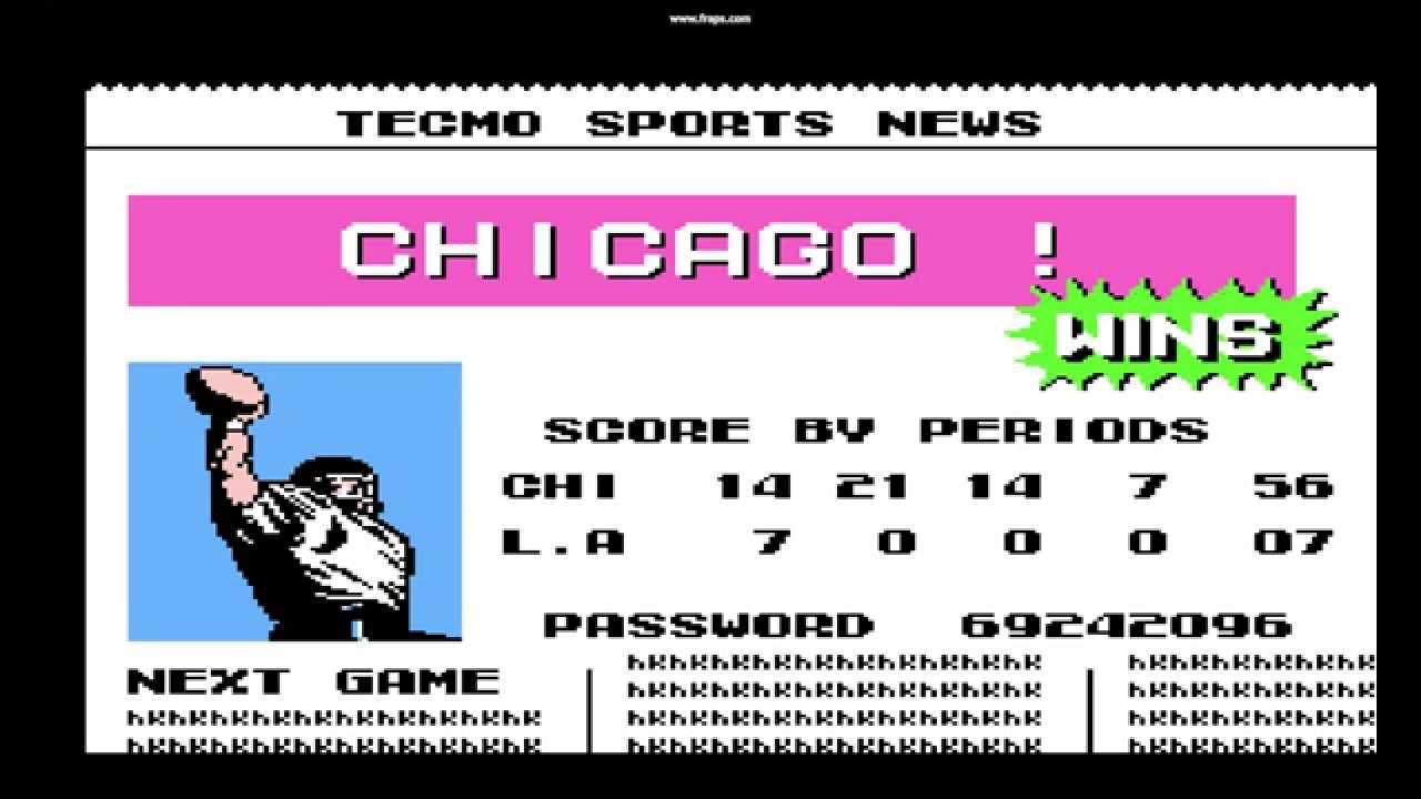 Tecmo Bowl NES Screenshot Chicago vs. L.A. Win + password YouTube