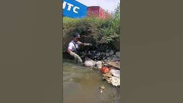 Satisfying Cleaning plastic Clogged Culvert Drain #shorts #uncloggingdrains
