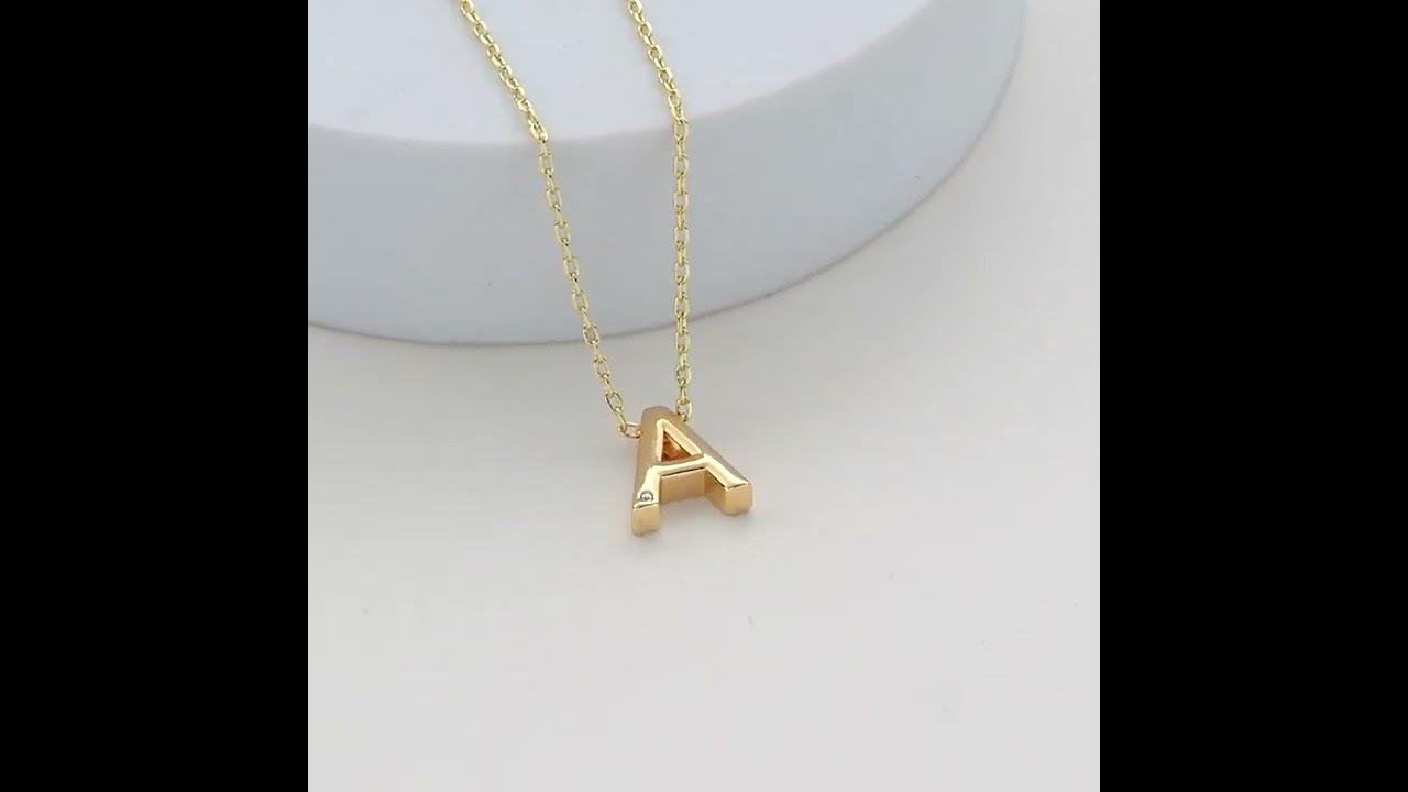 Gold Initial Necklace Letter A Created with Zircondia® Crystals by Philip Jones Jewellery