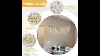 Chandeliers for Dining Room Over Table, 47" Modern Crystal Gold Tree Branche Chandelier, Large