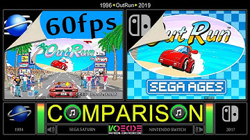 OutRun (Sega Saturn vs Switch) Side by Side Comparison - Dual Longplay | VCDECIDE