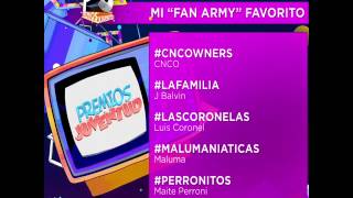 Premios Juventud 2016: Los nominados a 'Mi "Fan Army" Favorito'