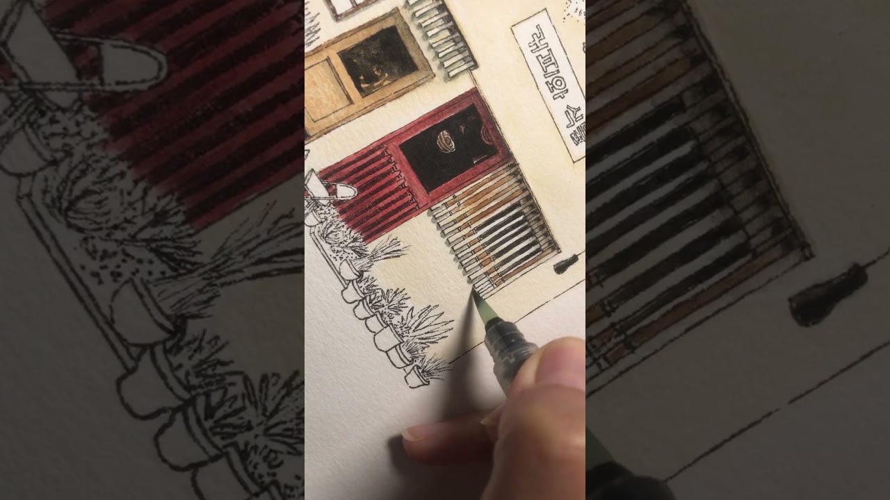 Full video on my YouTube 🫶🏼 #urbansketch #urbansketching #cafe #urban #sketch #sketching