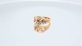 うさぎのななちゃん 英国アンティーク ルビーダイヤ 金 バングル オリジナ オリエンタルな ルビーデザインリング | 芦屋Antico