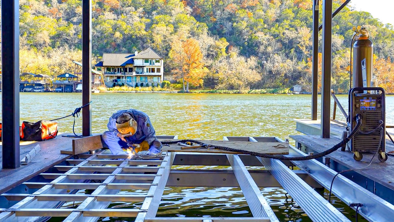 Constructing a Two Story Steel Boat Dock | Satisfying Construction ASMR