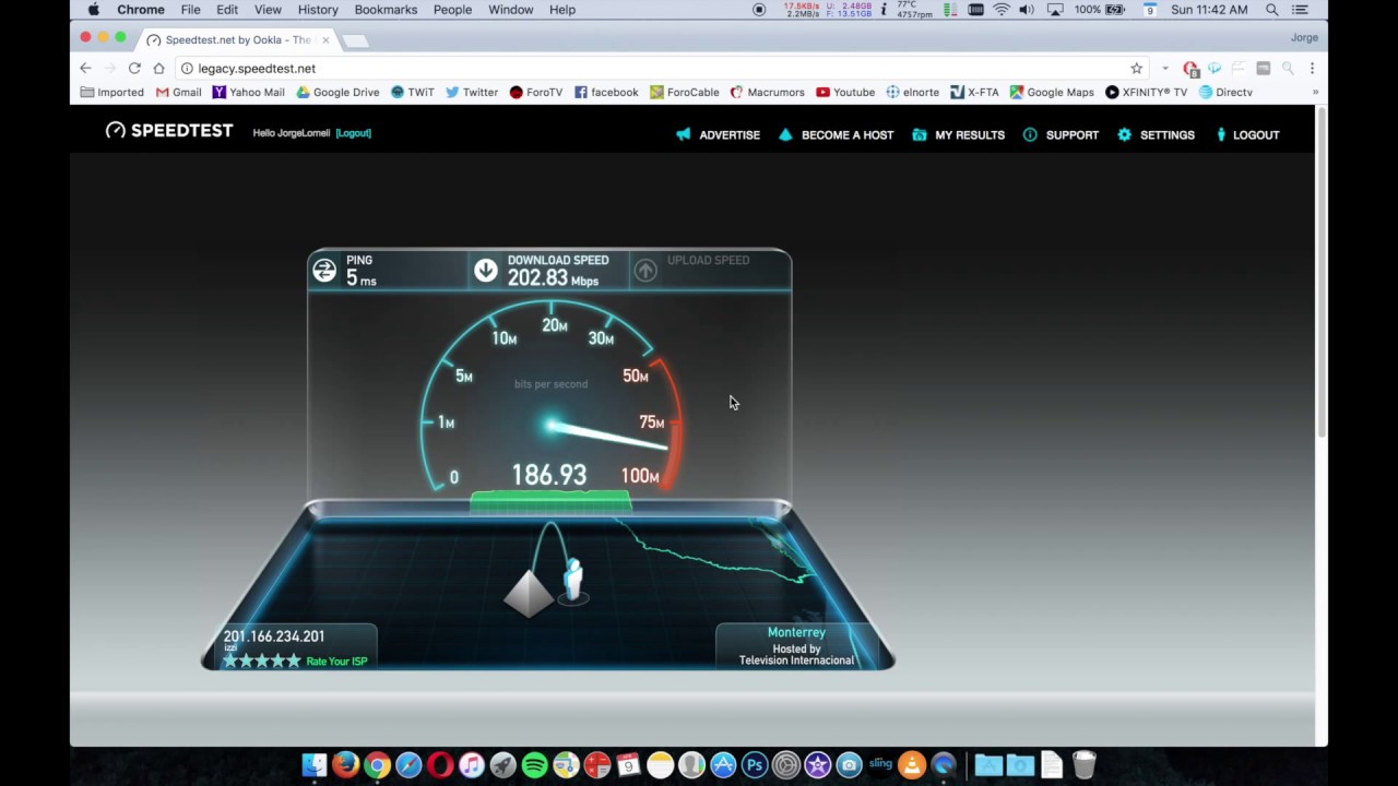 Prueba de Velocidad 200 MEGAS Cablevision Monterrey Izzi (Abril 2017