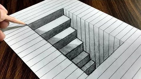 How to Draw 3D Steps in a Hole - Line Paper Trick Art 3D art